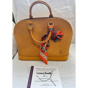 Louis‎ Vuitton Epi Leather Alma PM Handbag Yellow With COA